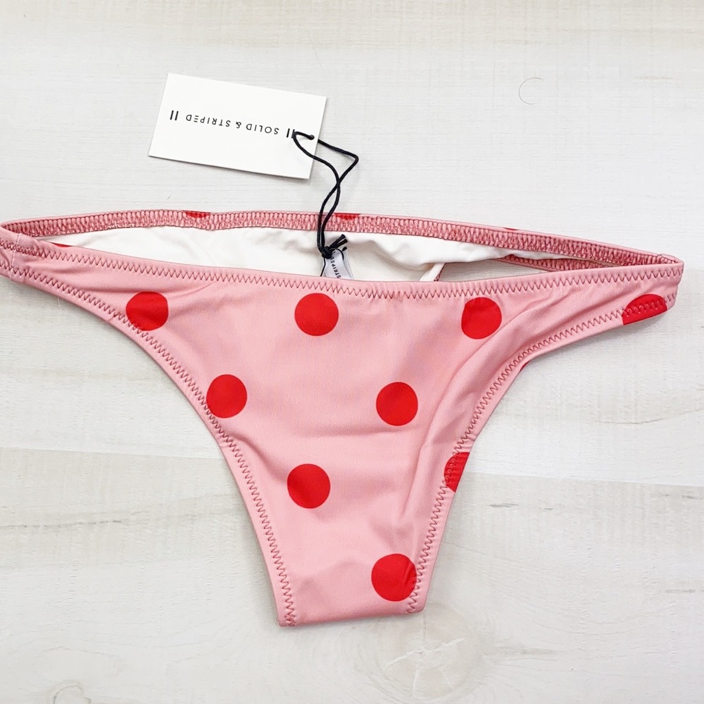 SOLID & STRIPED The RACHEL Bottom Pink Red Dot NWT - Picture 3 of 14